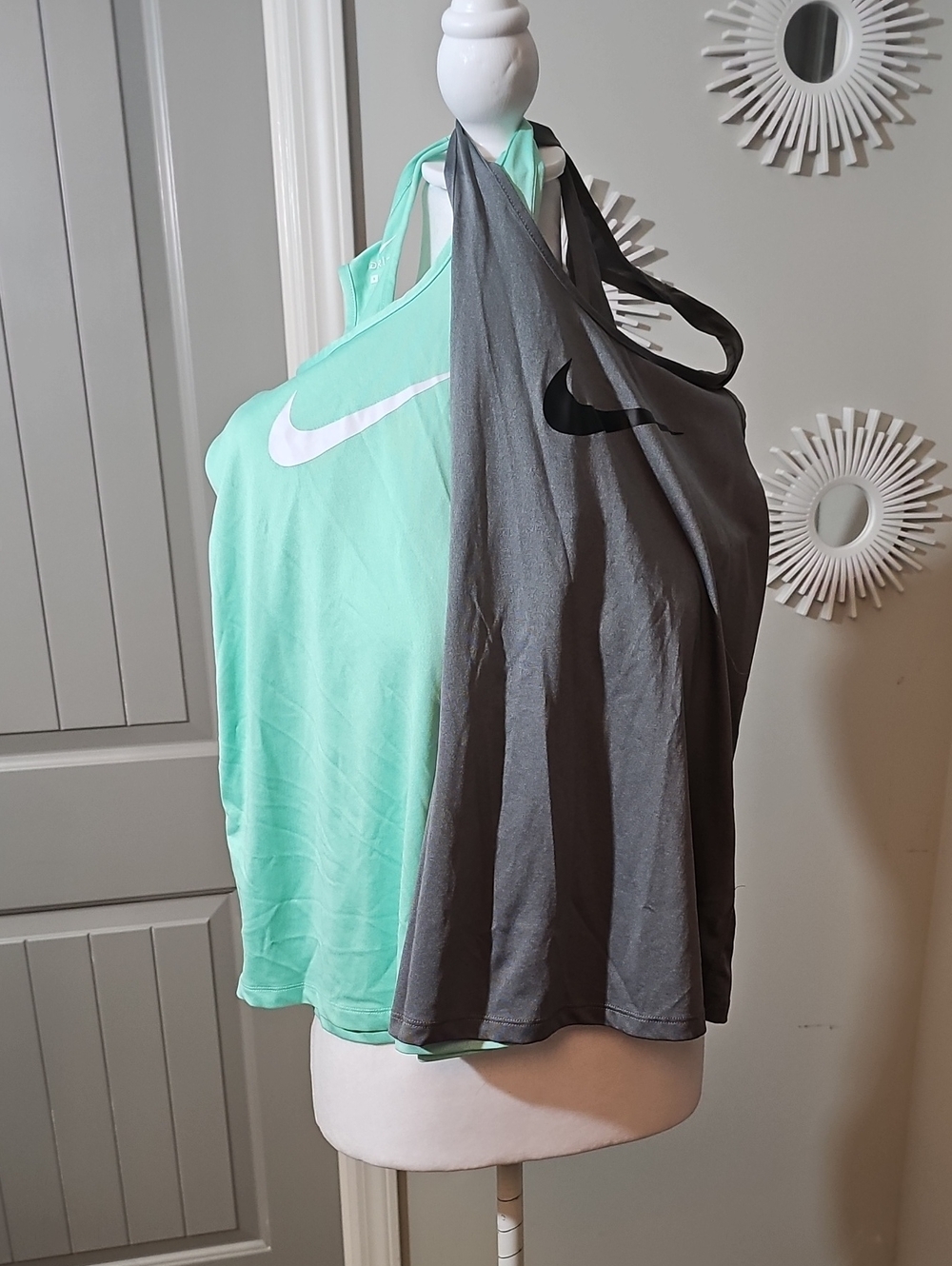 Nike Women’s Double Pack Tank Tops - Mint Green & Charcoal